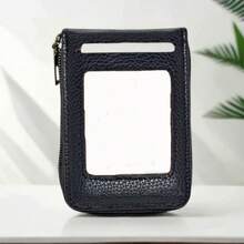 محفظة رجالية صغيرة ذات فتحات متعددة وسوستة، 11 فتحة بحماية RFID: تصميم فسيح ورفيع جداً وذو سوستة، محفظة متعددة الوظائف لكلا الجنسين، مصنوعة من جلد البولي يوريثان مع حجرات لبطاقات الأعمال والجوازات والنقود، مقاومة للماء وقوية، مزودة بفتحات لبطاقات الائتمان والخصم والبنكية - الأسود - مشاهدة 14