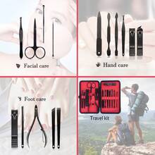 TOSANI - Kit Profesional de Manicura y Pedicura 15 en 1 de Acero Inoxidable con Estuche de Viaje Negro - Multicolor - Ver 3