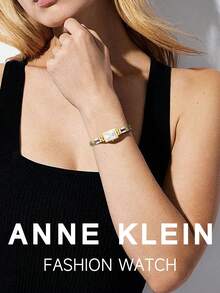 Anne Klein Women's Dual-Tone Bracelet Watch, Thin Quartz Analog Dial, Silver Sunburst Dial, Elegant Casual Waterproof Wristwatch With Adjustable Open Cuff Band, 10/4899SVTT - Gold and Silver - View 3
