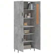 Highboard Betongrau 69, 5x34x180 cm Holzwerkstoff