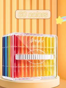 12/24/36/48/60 Colors Acrylic Marker Pens Set, Large Capacity, Opaque, Suitable For Art Painting, Graffiti And Watercolor, Applicable For Art Creation, Daily Drawing, Coloring, Marking And More - Multicolor - View 12