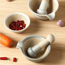 陶瓷研钵和研杵套装 - 厨房必备工具，可用于研磨大蒜/香料（2 种颜色）