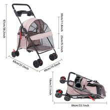 Foldable Pet Stroller With 40lbs Capacity, Large Breathable Cart & 4 Wheels With Brakes For Medium Dogs/Cats - Pale Pinkish Gray - View 7