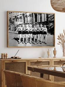 1 pièce Impression d'art vintage de la ligne de chœur de New York sans cadre - Décoration murale noir et blanc pour le salon, la chambre à coucher, le bureau à domicile - Idée de cadeau parfaite