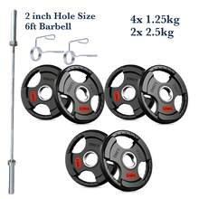 Shark Power Gear Tri Grip Weight Plates (Pair & Sets) – Compatible With 2 Inch Barbell (4ft / 5ft / 6ft / 7ft) – Full Home Gym Strength Kit - A - Ver 26