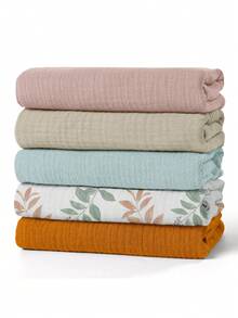 GLLQUEN BABY Baby Swaddle Blankets, Neutral Burp Cloths Receiving Blanket Swaddling For Newborn Boys And Girls, 5 Packs Breathable And Skin-Friendly Swaddle Wrap For Infant Baby, Oeko-Tex Certificated - Leaves - View 12