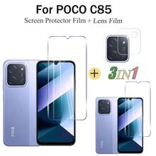 2PCS For POCO C85 Tempered Glass Film For POCO C85 Screen Protector+Lens Film