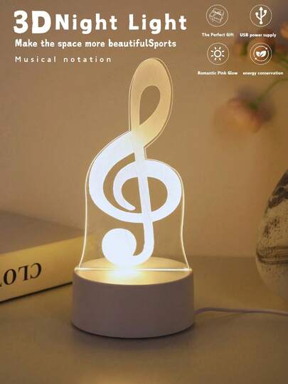 1 قطعة إضاءة ليلية LED بتصميم ثلاثي الأبعاد لملاحظة موسيقية باللون الأحادي ذات إضاءة دافئة، مناسبة للموسيقيين وديكور المنزل، والاحتفالات مثل مهرجانات الموسيقى، وعيد الشكر، والكريسماس، وأعياد الميلاد، وعيد الحب، وعيد الأم، تعمل بالطاقة عبر منفذ USB، إضاءة لطيفة للنوم