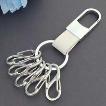 1 Set multifunktionaler Schlüsselanhänger mit Schnellverschluss, praktische Kategorisierung mit mehreren Ringen & Haken, luxuriöser minimalistischer Schlüsselanhänger aus Metall (1 großer Ring + 5 kleine abnehmbare Haken) Taschenbaumler, Geschenkideen für Auto, Lehrer, Freundin, Schwester