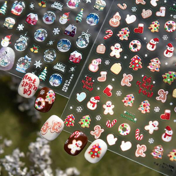 1 Sheet Dreamy Winter Christmas Nail Stickers - Holographic Snowflake & Castle Nail Art Decals Easy DIY Manicure