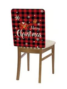 1/4/6/16pcs Christmas Chair Covers, Christmas Printed Pattern Linen Rectangular Dining Chair Back Decor, Suitable For Christmas Restaurant Dining Table Decoration - Multicolor - View 12