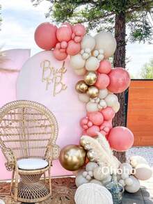 105pcs Beige Pink Balloons Garland Arch Kit Wedding Bride To Be Decoration Girl Baby Shower Birthday Party Baptism Christening Backdrop - As Picture - View 1
