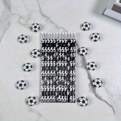 10 lápis HB com tema de futebol - adequados para escrever, desenhar e esboçar - lápis de madeira duráveis, artigos de papelaria esportivos para casa, escola, presentes, artigos de papelaria para festas, materiais de escritório