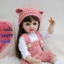 1 pièce Poupée Reborn de 22 pouces, poupée de simulation en vinyle mignonne et complète. Jouets de mode à habiller, cadeaux de Noël, cadeaux d'anniversaire - Rose bonbon - Voir 5