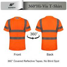 High Visibility Shirts For Men Class 3 Hi Vis Reflective Construction Shirts For Men With Pocket  T Shirt For Mens Work Shirt For Mens Short Sleeve Orange,24199805 - 珊瑚橙 - 查看 2