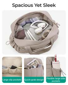 Women's Gym Bag, Travel Duffel Bag With Wet Pocket, Lightweight Carry-On Weekender Duffel Bag, Waterproof - 棕色 - 查看 3