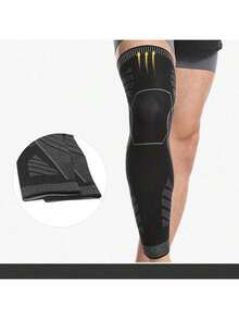 1 对 - 长款针织压缩护膝，全腿压缩套，长款护膝支撑，男女通用护膝，运动时施加全腿压力，适合日常生活、工作、健身跑步、篮球、排球！