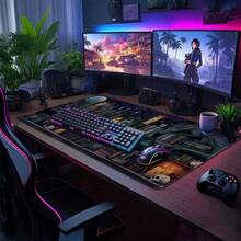 Mystical Gothic Library Large Gaming Mouse Pad 31.5"X15.7"| Vintage Book-Themed XXL Desk Mat, Non-  Rubber Base & Stitched Edges - Extended Mousepad For PC/Laptop/Office/Home Decor - 80*30*0.2 - 查看 2