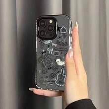 1 Ốp lưng điện thoại TPU + PC cao cấp trong suốt hai màu, viền đen, chống sốc, họa tiết đàn guitar sáng tạo, dễ thương, bao phủ toàn bộ, chất liệu cao cấp, tương thích với iPhone 13 14 15 ProMax 16 16Pro 16 ProMax 16plus 16E, iPhone 11 12 ProMax Silicone X XR XS Max 7 8 Plus 13 Mini 12 Mini 7 Plus 11 ProMax 14 Pro 14 Plus 15 Plus, Ốp lưng cặp đôi hoạt hình nghệ thuật, chống nước, chống rơi, chống trầy xước - Nhiều màu - Xem 4