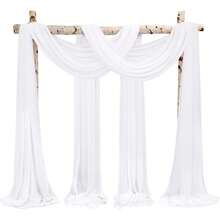 8 Panels 28" X 20ft Dusty Rose Wedding Arch Draping Chiffon Fabric For Ceremony, Arbor Drapery, Reception Decor, Party Sheer Backdrop Curtains, 2025 - 白色 - 查看 1