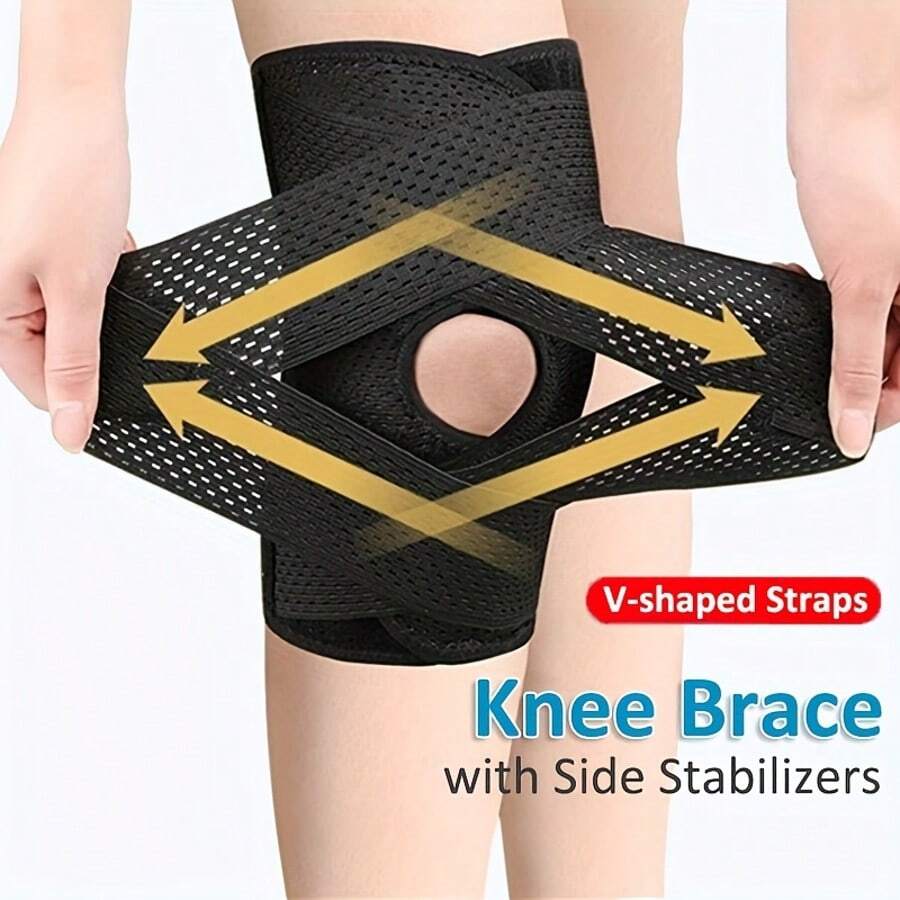 5 Sizes, Upgraded Fourth Generation Compression Knee Support With Knee Pads And Side Stabilizers, Professional Knee Pads For Men And Women, Adjustable Knee Pads With Patella Pads To Relieve Meniscus Tears. Upgraded Knee Pads With V-Shaped Cross Straps And 4 Spring Side Supports - Size - View 1