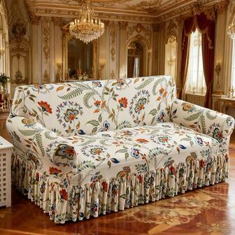 1pc Vintage Floral Pet Proof Sofa Cover, Breathable All-Season Universal Stretch Printed Dust-Proof Sofa Slipcover (Pillow Cover Not Included)