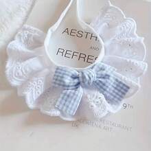 1pc Cute Cat Collar, Pet Scarf Bib, Dog Drool Towel, Pet Accessories, Princess Style Plaid Bow Scarf