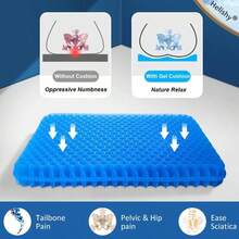 Gel Seat Cushion Super Large Gel Cushion Chair Pads With Non- Cover For Home Office Car Seat Wheelchair Soft Breathable Honeycomb Seat Cushion For Relieve Hip Pain As Seen On TV - 藍色+16*14*1.65英寸 - 查看 3