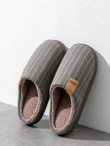 Autumn/Winter Simple Home Slippers, Men's Indoor Soft Bottom Plush Warm Lightweight Non-Slip Closed Toe Bedroom Slippers, Unisex - Coffee Brown - View 2