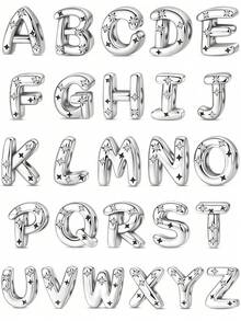 Easvnya S925 Silver-Plated A-Z 26-Letter Silver Star Beaded Daily Versatile Pendant, Commuting Small Pendant Suitable For Original Bracelets And Necklaces, Simple And Fashionable Pendant DIY Jewelry Making, Buy Your Favorite Letters To Form Your Own Birthday Or Name, Women's Birthday, Holiday Party Gifts