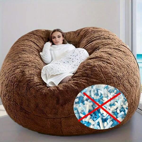 Slouchy Plush Sofa Bed Cover, Loveseat/3-Seater Sofa Slipcover For Living Room/Bedroom, Beanbag Chair Cover (Slipcover Only, Filling Not Included)