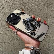Funda de teléfono de motocicleta elegante y chic adecuada para iPhone 17, 16E, 16, 15, 14, 13, 12, 11, Pro, Max, Air, Plus, con una parte trasera mate resistente a los golpes. Esenciales de viaje, funda de teléfono elegante, diseño de moda, alta calidad. - Negro - Ver 4