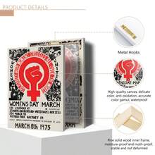 1 pieza Póster de lienzo, reimpresión del póster de un mitin político, póster del Día de la Mujer de marzo de 1975, arte de pared para sala de estar, decoración de pared para dormitorio, decoración del hogar, acentos de pared, arte de pared, decoración de pared, decoración de otoño, acentos de pared, decoración de habitación, moderno, citas