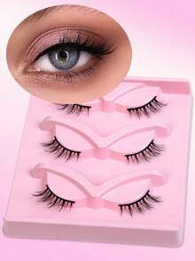 3 Pairs Natural Looking Lengthening & Curling False Eyelashes, Half Eye - Half Eyelashes - View 2