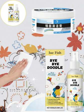 100 ml Doodle Cleaner Hushållsväggfläckvård Penna Krita Snabbrengöringsspray, Väggrengöringspasta Tvättmedel för att ta bort graffitifläckar på innerväggar Vit väggrengöringspasta