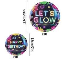 10/20/40/50 pièces, Fournitures de fête fluorescentes - Assiettes en papier de 7 pouces et 9 pouces qui brillent dans le noir pour la fête d'anniversaire "Let's Glow", décorations de fête néon pour la baby shower, thème de la nuit noire