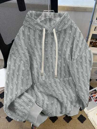 Sudadera con capucha de manga larga, forro térmico, con cordón y bolsillo delantero, longitud regular, cálida para otoño/invierno