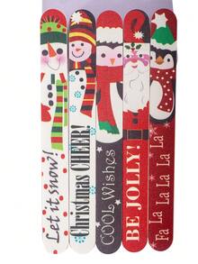5/30pcs Christmas Nail File Red Nail Art Tool Christmas Tree, Santa Claus, Snowflake Style - Multicolor - View 8