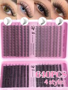 SGIAWETA-640/621pcs Eyelash Extension Kit, D Curl 10D+20D+30D+40D/50D+60D+80D+100D/80D+100D+120D+150D Eyelash Extension Faux Mink Lashes - Premium D Curl Natural Curly Individual Eyelash Set Eyelash Extension - Reusable, Lightweight And Easy To Use, Lash Clusters, Single Lashes, False Lashes-Birthdaygift - D - 查看 5