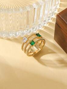 3pcs/Set Elegant Cubic Zirconia Stacking Rings, Suitable For Women's Wedding, Party Wear And Holiday Gifts - Gold - View 11