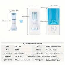 UHOOMA Derma Stamp With Adjustable Needle Dispenser S2-140 Stamp Roller, 0.25mm, For Hair And Skin Care - 淺藍色 - 查看 8