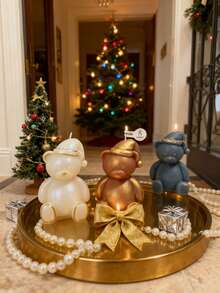 1-Piece Set Of Silicone Candle Molds For Christmas Teddy Bears! DIY Cartoon Teddy Bear Aromatherapy Candle/Scented Stone Souvenir, Easy To Demold And Reusable, A Cute And Fun Christmas Homemade Gift Artifact! - White - View 4