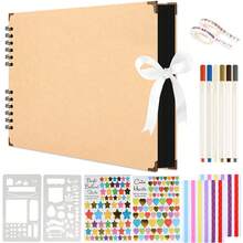 1 套相册，高级剪贴簿，20 张 40 页黑卡相册，丝带密封，DIY 手工旅行记录簿，适用于周年纪念毕业婚礼、圣诞节、万圣节、学校礼物返校、返校、学校用品