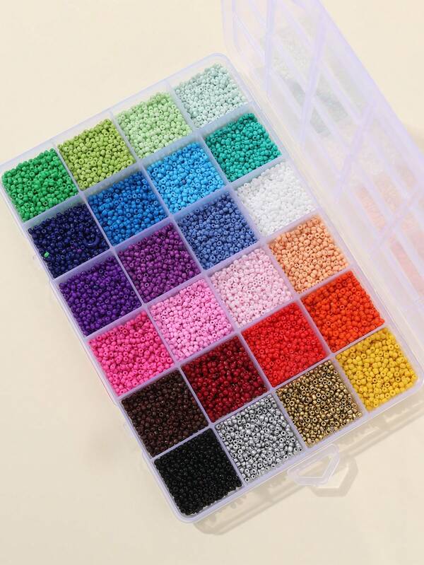24,000pcs Rainbow Color Letter Beads 5-In-1 DIY Kit, Sturdy 2mm Enameled Beads, Includes Tools, For Bracelets, Necklaces, Earrings, Crafts, Holiday Gifts