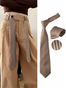 1 件女士时尚街头风格条纹休闲腰带（6 厘米），英国学院风条纹针织领带，派对服装配饰，衬衫装饰，创意空间桌面装饰，生日惊喜，圣诞节，万圣节礼物，适合送给家人和朋友