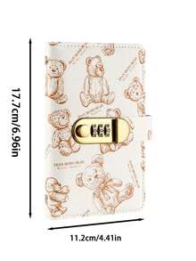 100-Page A6 Lockable Binder With Bear Pattern – Waterproof & Magnetic, Budget Tracker, Cash Notebook, Financial Planner – Perfect For Back-To-School Students Or Savings Goals.