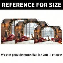 1 خلفية صور عيد الميلاد تتميز بوجود الأيائل والنوافذ المغطاة بالثلج وجدار من الطوب والأضواء الوامضة - مشهد عالم شتوي مذهل مع أكاليل وسلاسل زهور، مثالي لعرض شجرة عيد الميلاد والصور العائلية وديكور الحفلات الداخلية/العطلات. متوفر بأحجام متعددة. - متعدد الألوان - مشاهدة 5