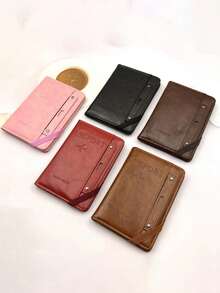 1 pieza Portapassaporte y estuche para tarjetas multifuncional, Funda de pasaporte de piel sintética, Adecuado para viajes, escuela, vacaciones, viajes de negocios, unisex, esencial para mujeres viajeras