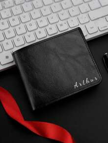 1个定制男士短款钱包，男士礼物，情人节礼物，PU皮革材质，PU极简多卡位钱包，定制男士钱包，个性化礼物，送给兄弟、父亲、男友，周年纪念日、父亲节、圣诞节、万圣节、情人节 - 彩色 - 查看 22