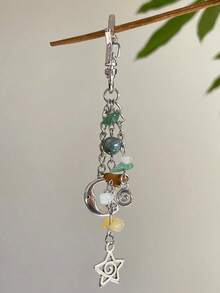 ROMWE Kawaii 1pc Fashionable Hippie Geometric Swirl Star Moon Fairy Crystal Tassel Keychain Bag Charm - Nhiều màu 3 - Xem 4